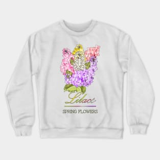 Spring Flowers Lilacs-Gifts with printed flowers-Spring flower t-shirt-Floral shirt-Vintage Lilacs Crewneck Sweatshirt